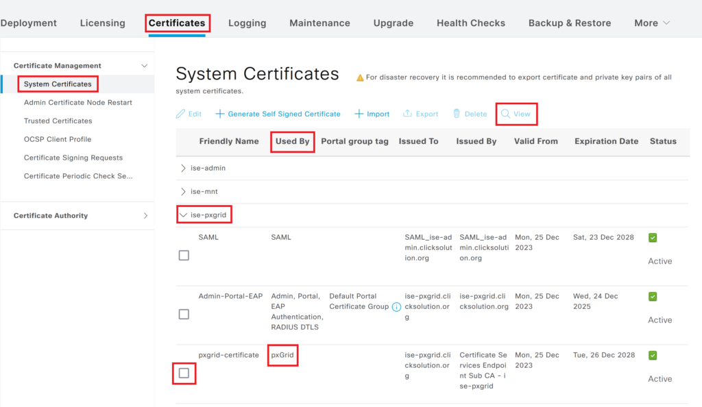 pxgrid node pxgrid certificate 